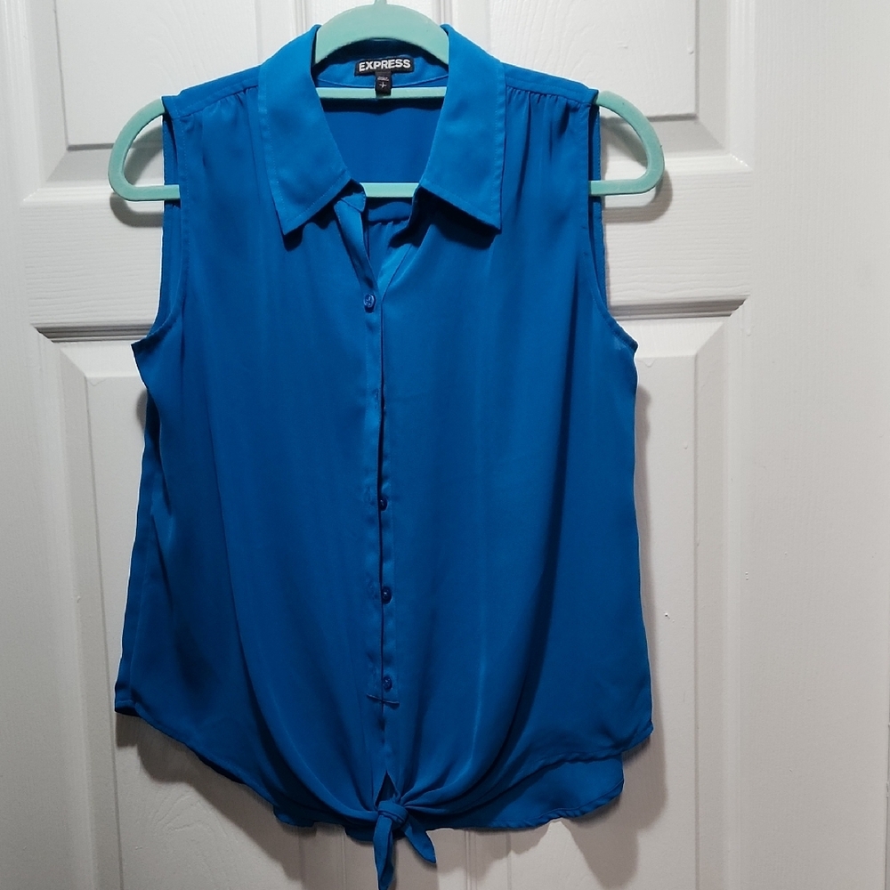 3/$20 Express Women's Vibrant Blue Button-Down Blouse